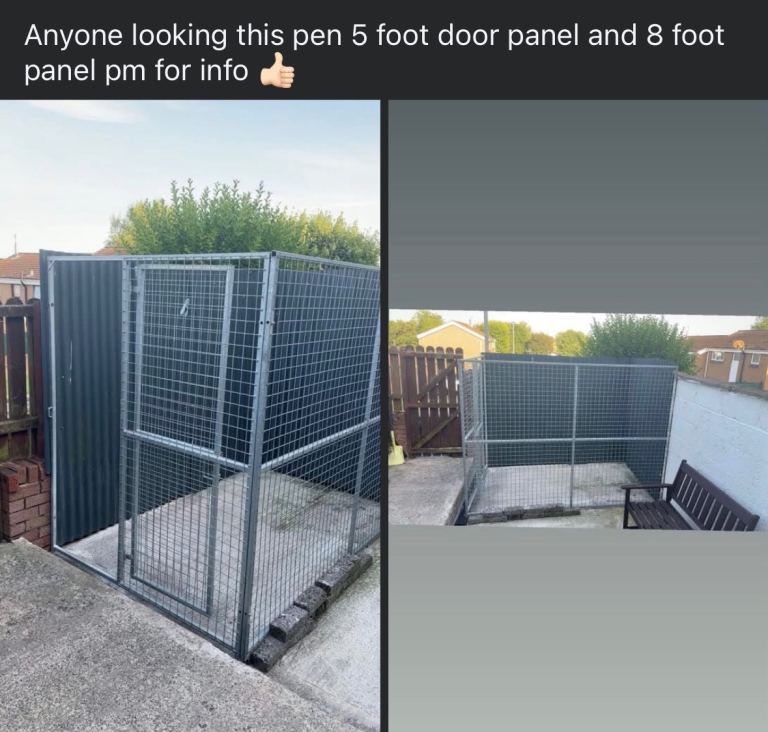 Outdoor Metal Pen with 5ft Door and 8ft Panel