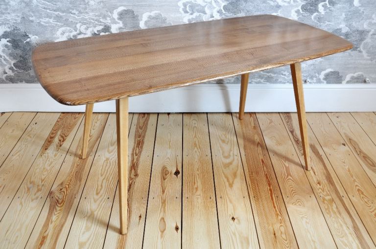 image for RENOVATED Vintage Retro 60's Ercol Windsor Plank Table Light blonde Finish mdl 382