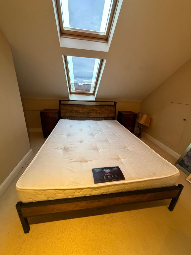 King Size Bed Frame with Mattress – Great Condition