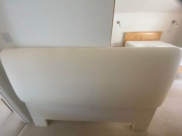White Fabric Headboard for Double Bed – Good Condition