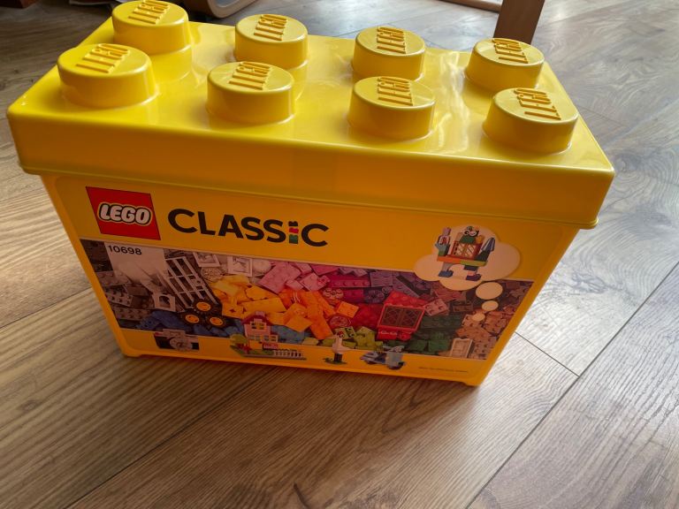 Yellow Lego container empty 8 pin storage 