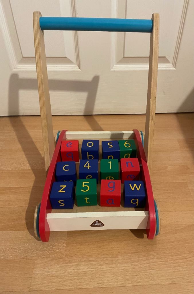 ELC Wooden Trolley/Walker &  12 Bricks  in Good Clean Condition  