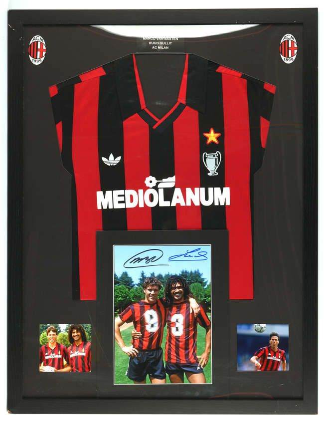 AC Milan Signed 1991/92 Framed Display – Ruud Gullit & Marco van Basten Autographs – COA – 65x85cm