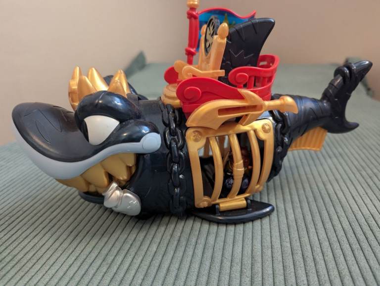 Pirate Shark Toy Boat with Figure – Good Condition