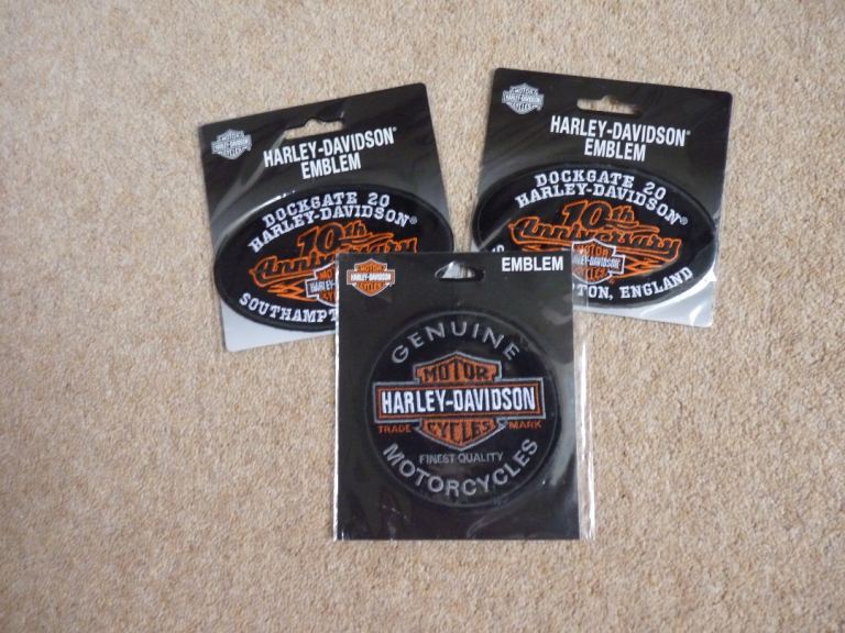 HARLEY DAVIDSON, DEALER PATCHES IN UNOPENED PACKETS.