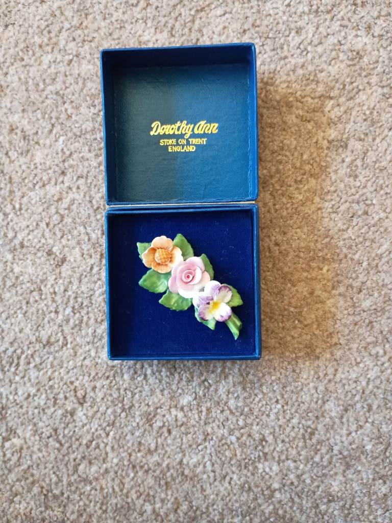 Dorothy Ann Hand Painted Bone China Floral Brooch