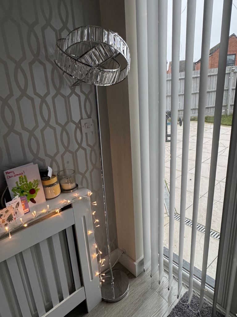 Crystal and chrome floor lamp