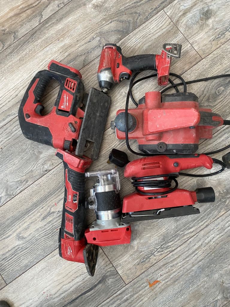 Milwaukee m18 Power Tool Set - Jigsaw, Sander, Impact Drill, Router