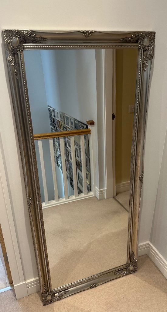 Large Ornate silver full length mirror 168cm x 75cm 