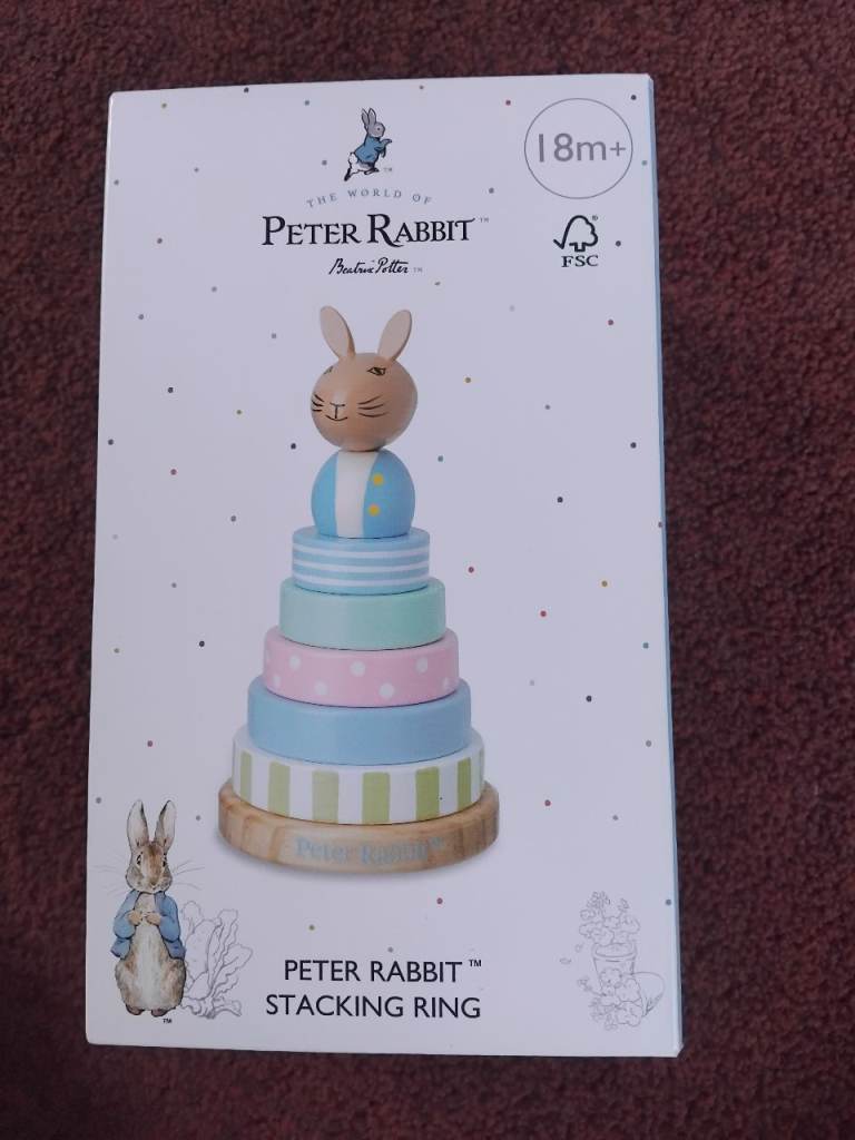 NEW Peter Rabbit Wooden Stacking Ring Toy – 18m+