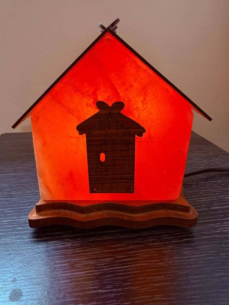 Lovely Wooden House Shaped Salt Lamp – As Good As New
