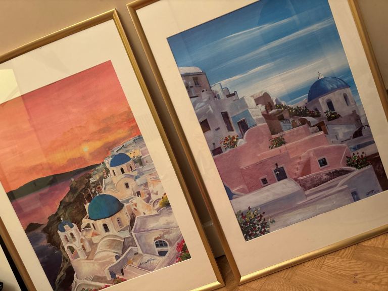 Santorini framed pictures for hanging 