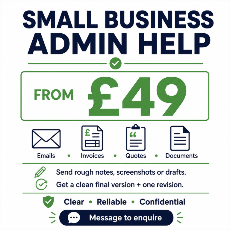 Small Business Admin Help – Emails, Invoices, Quotes & Documents
