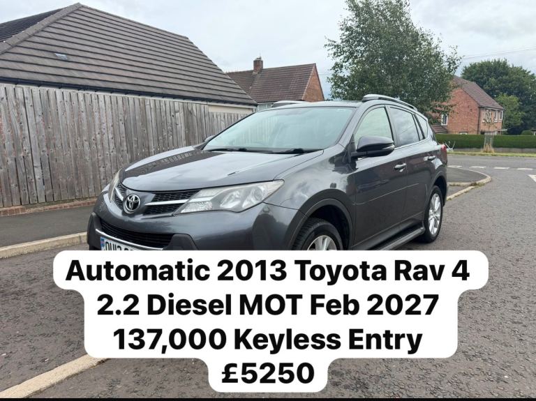 2013 Toyota Rav 4 2.2 Diesel Auto MOT Feb 2027 137,000 Keyless Entry Cheap Tax 5 Door SUV
