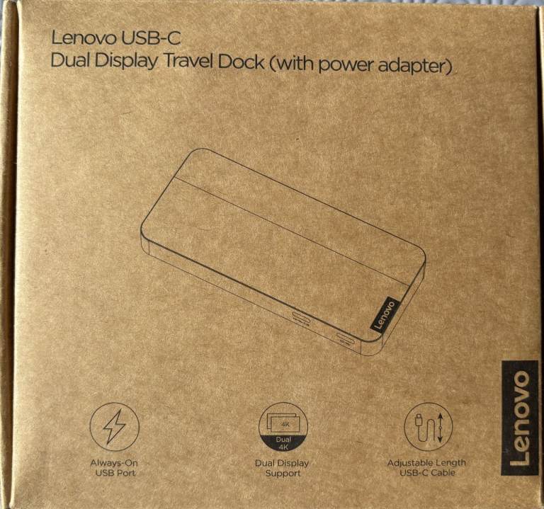 Lenovo USB-C Dual Display Travel Dock with power adapter