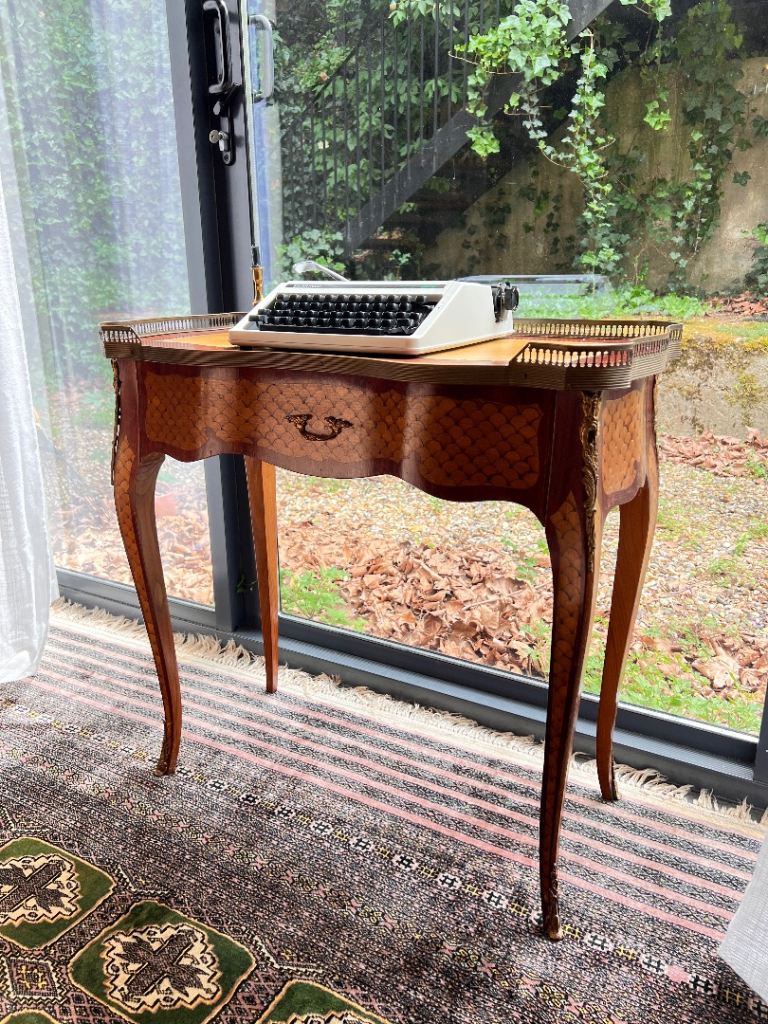 Antique French Marquetry Writing Desk Table