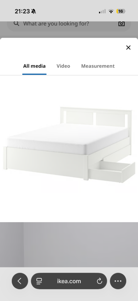 Ikea double bed with storage