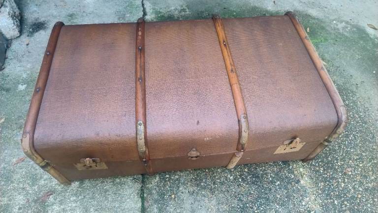 Vintage Brown Trunk Chest – Fair Condition