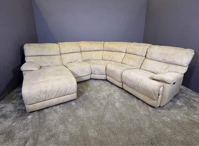Beige electric corner recliner with left-hand chaise – DELIVERY AVAILABLE