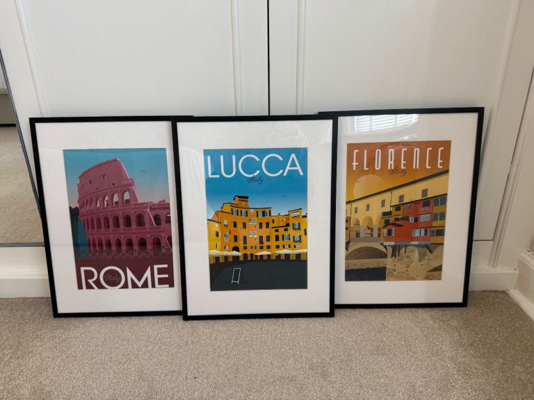 REDUCED AGAIN!!! 3 off Italy black framed wall art