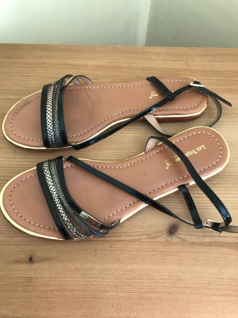 Women's Les Tropéziennes Black & Silver Sandals – Good Condition size 7 (41)