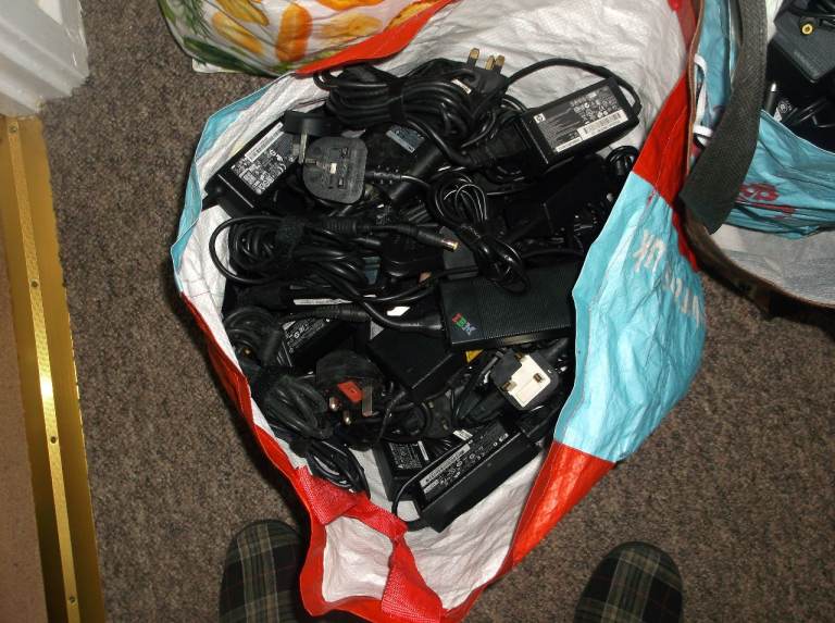 3 x Large Bags of Mixed Laptop Chargers and Power Adapters