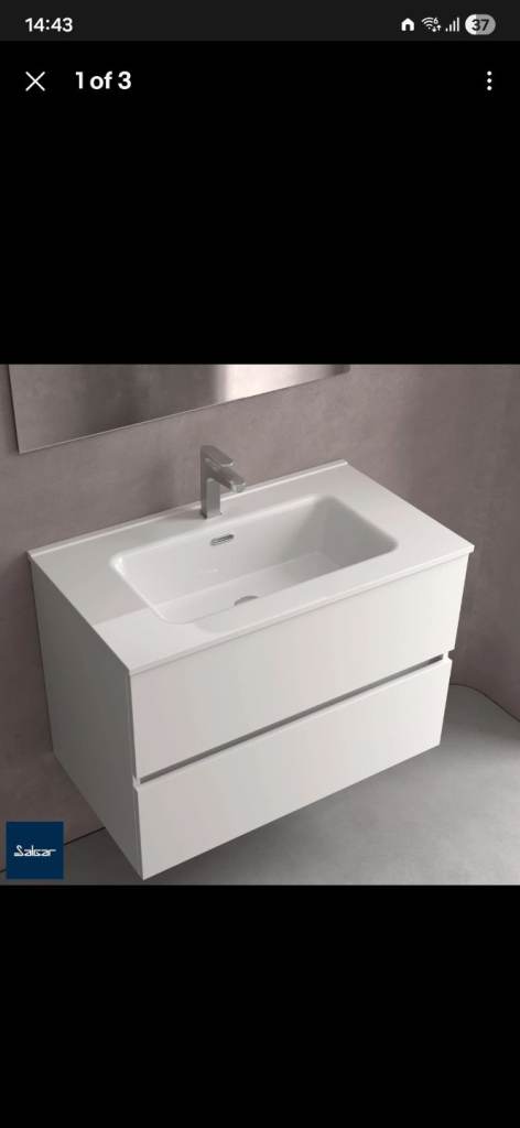 Bathroom basin only - Constanza 610mm White Porcelain Integrated Basin Single Tap Hole