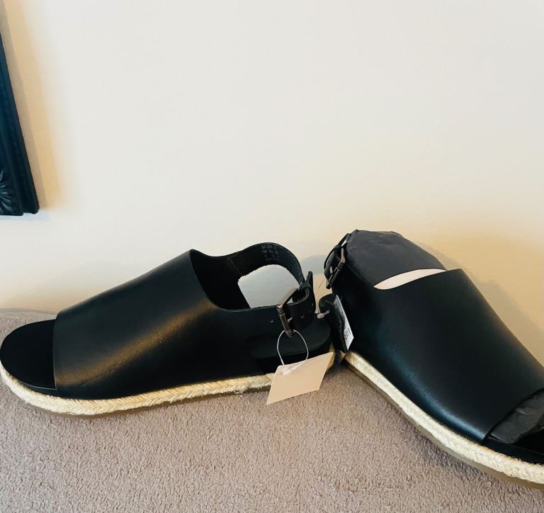 New Black Espadrille Sandals - Size 6E wide