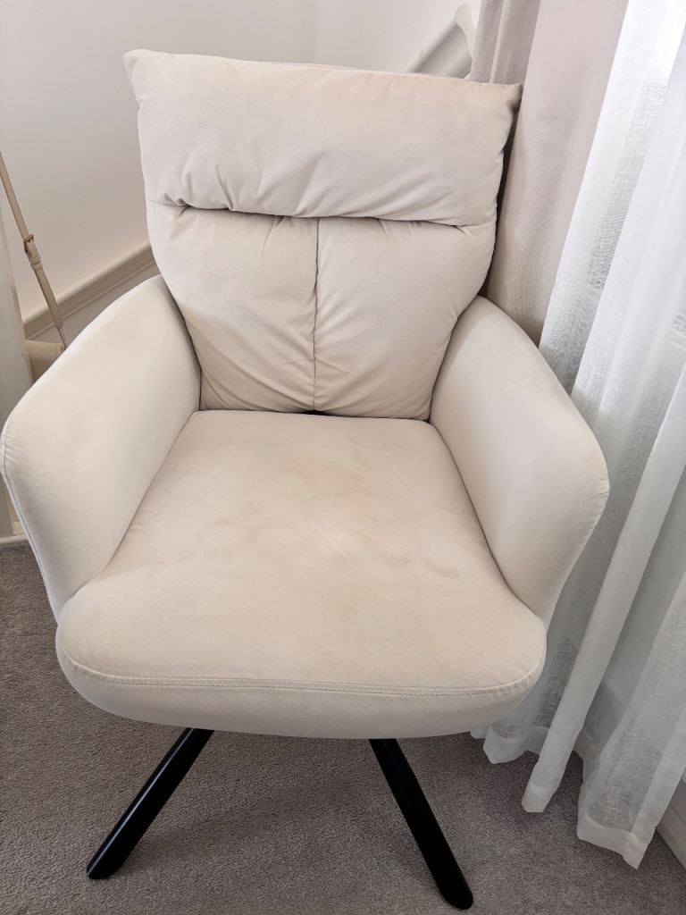Beige swivel office chair 