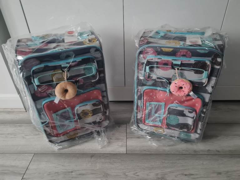 New! Twin 2x Adorable Doughnut carry-on suitcase kids waterproof