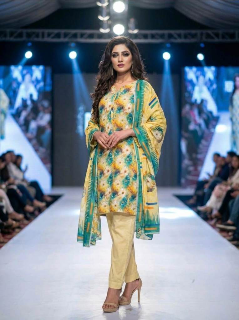 🌿 BEAUTIFUL Sunflower Yellow Floral Premium Linen Salwar Kameez- Ready to Wear! 🌿