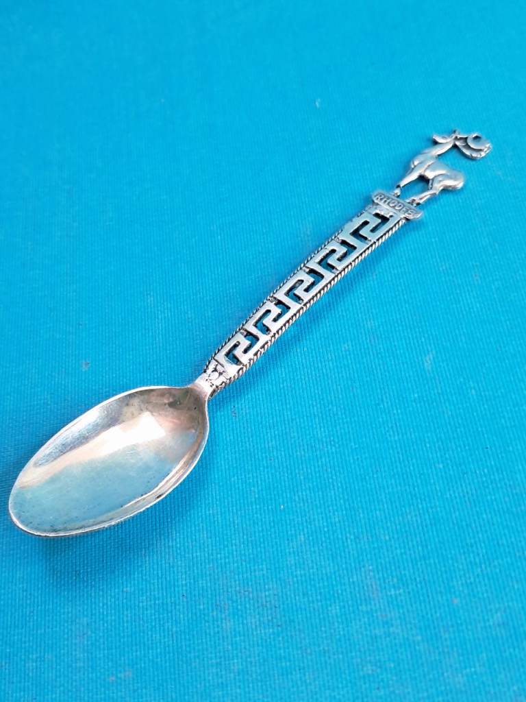 Vintage Silver  925 Souvenir Spoon from Rhodes with Deer Detail