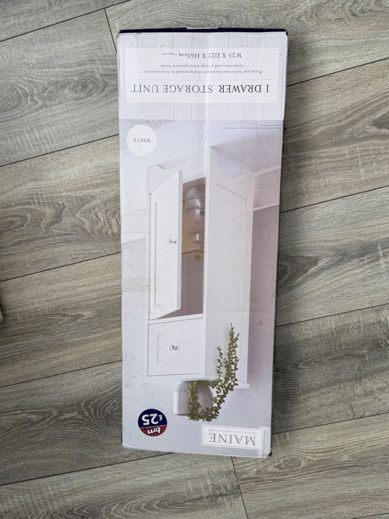 Maine 1 Drawer Storage Unit – White, Brand New in Box