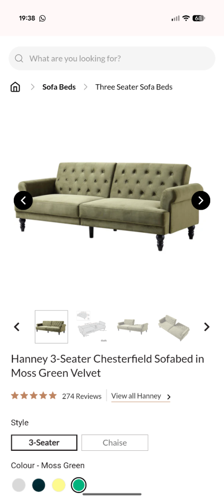 3 Seater Chesterfield Style Sofa Bed - From Daals 'Hanney'