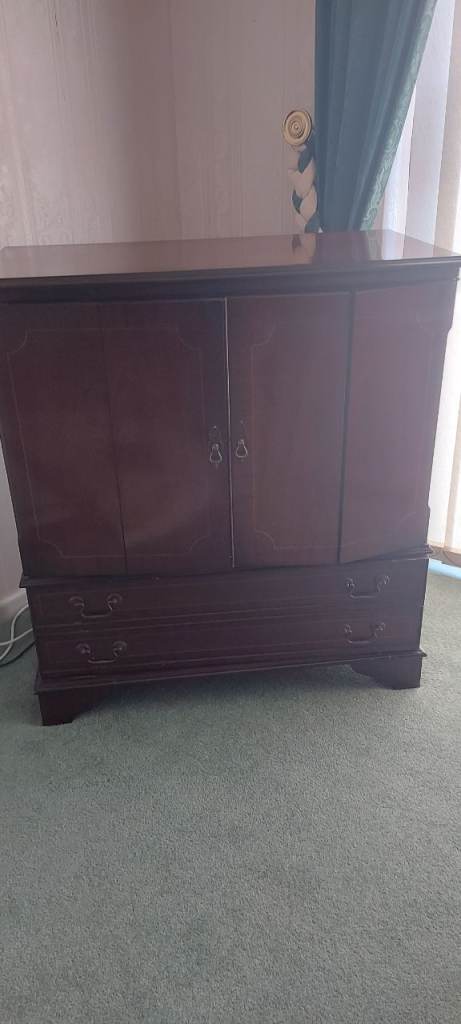 Solid Wood TV Cabinet / Unit – Good Condition, Brown Finish