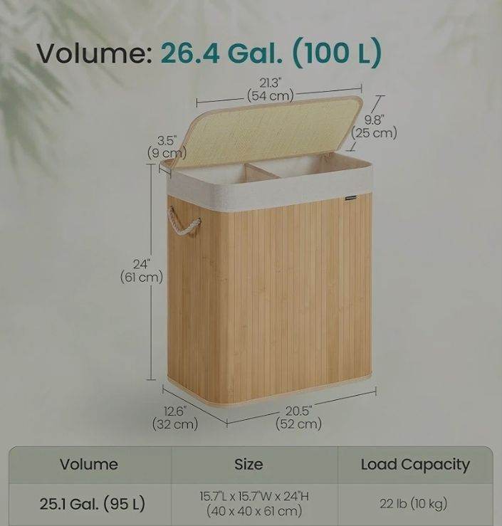 A new still boxed bamboo style Laundry Basket, 100 L, Laundry Hamper 