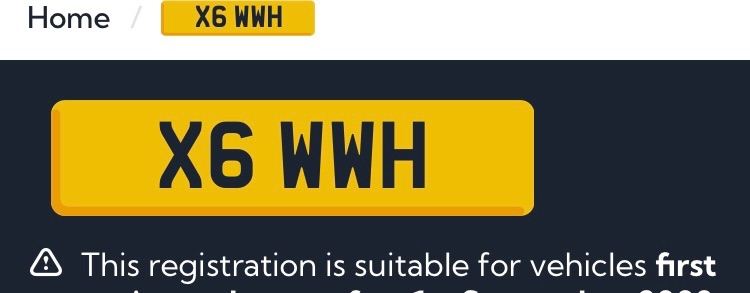 Private reg plate x6 