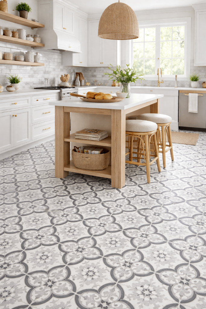 Monaco Patterned Vinyl Flooring perfect for kitchens. Available 2m, 3m & 4m wide.