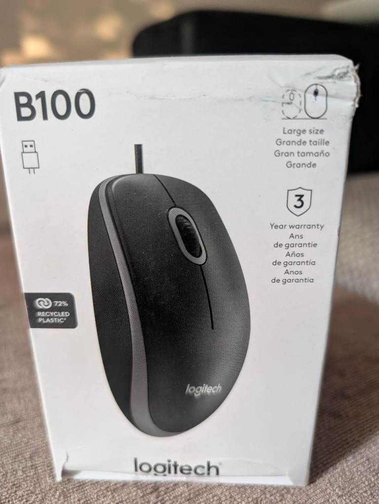 Logitech B100 Corded Mouse – Brand New in Box