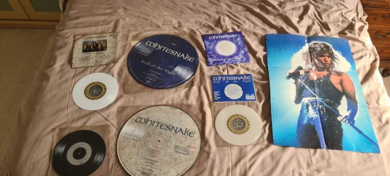 Whitesnake Vinyl Collection: Singles, LP, and Poster - Excellent Condition