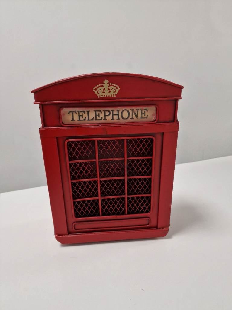 New Red Telephone Wall Mounted Key Box 26cm