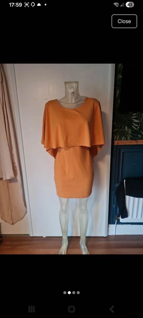 Orange Cape Style Mini Dress – Good Condition