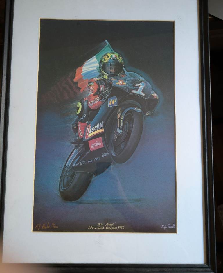 Max Biaggi 250cc World Champion 1995 Limited Edition Print 12/100 by R. J. Heale