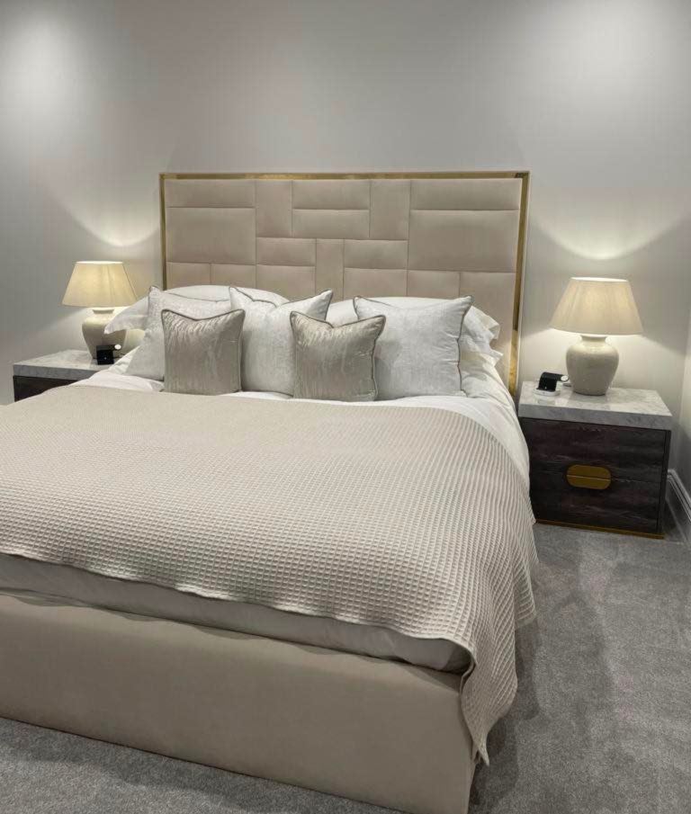 Super king cream and gold bed 