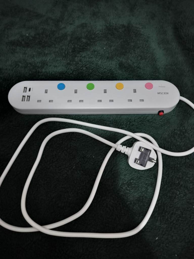 4 socket push button extension usb and usbc