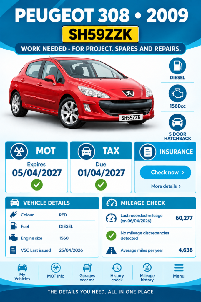 Peugeot, 308, Hatchback, 2009, Manual, 1560 (cc), 5 doors