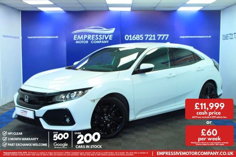 2019 69 HONDA CIVIC 1.0 VTEC TURBO SR HATCHBACK 5DR PETROL MANUAL EURO 6 (S/S) (