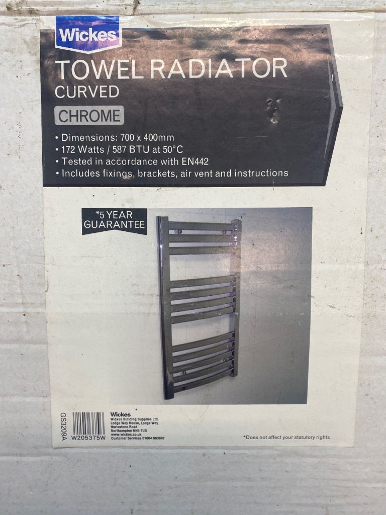 Wickes towel radiator curved chrome