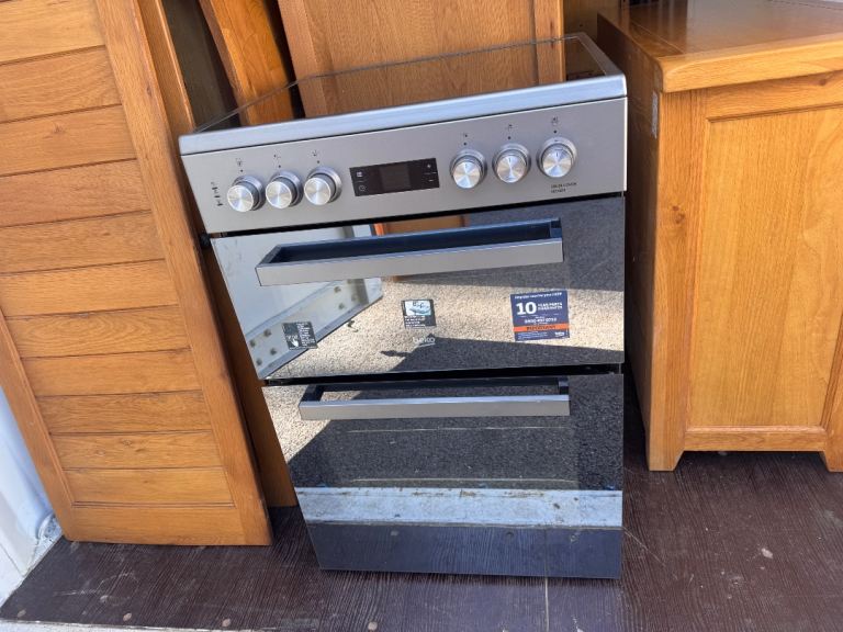 Beko XDC663SM Electric Double Oven Cooker 60cm Silver Mirrored finish about year old