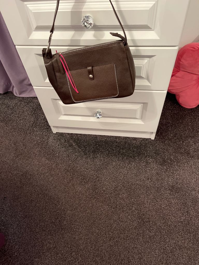 Dark Brown Real Leather Handbag